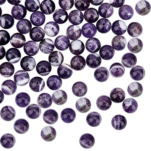 OLYCRAFT 100pcs Natural Amethyst Beads 8mm Energy Beads Round Loose Gemstone Beads for Bracelet Necklace Jewelry Making