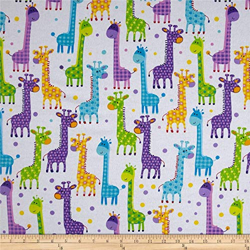 Fabri-Quilt Flannel Giraffe Necks White Fabric By The Yard