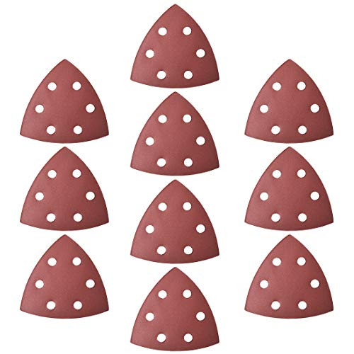 uxcell Detail Sander Sandpaper Triangular Sanding Paper Hook and Loop Sanding Pads Triangle Oscillating Multi Tool 600 Grits 6 Holes 10pcs