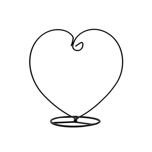 Wakauto Heart Shaped Ornament Display Stand Holder Iron Stand Rack for Hanging Glass Globe Air Plant Terrarium Witch Ball Home Decoration -Black-