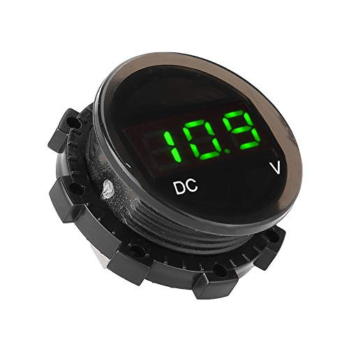Goregri Motorcycle Voltmeter Gauge Modified Motorcycle Voltmeter LED Digital Display Voltage Volt Gauge Panel Meter-Green-