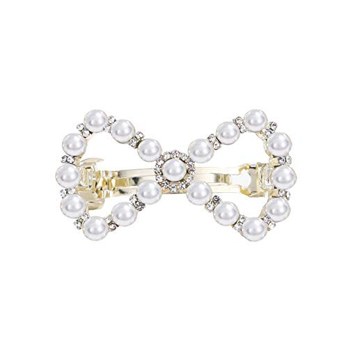 fublousRR5 Hairpin Women Faux Pearl Heart Bow Hairpin Hair Clip Side Bangs Barrette Accessory White Bow