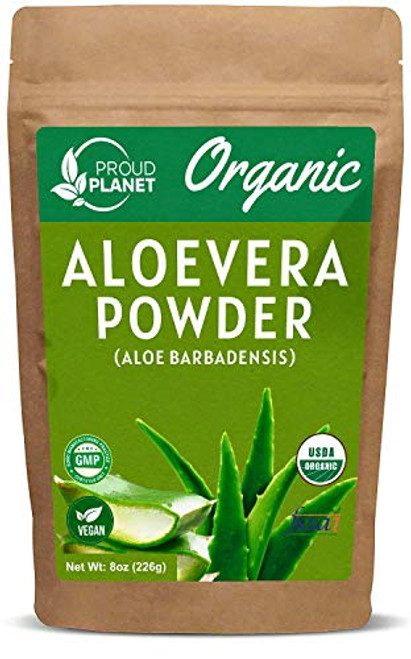 Organic Aloe Vera Powder for Hair and Face - Aloe Barbadensis - AloeVera Extract USDA Certified by Proud Planet -8 Ounce- Organic Aloe Vera Powder for Hair and Face - Aloe Barbadensis - AloeVera Extract USDA Certified by Proud Planet -8 Ounce-
