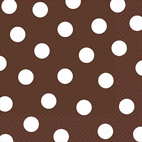 amscan Chocolate Brown Dots Luncheon Napkins - 6 inch x 6 inch - 192 Ct.