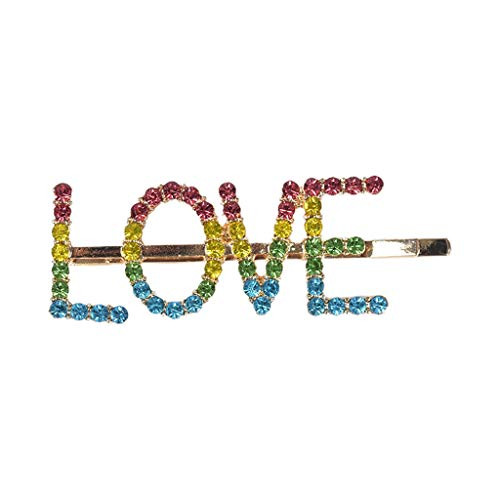 WENWING Fashion Alphabet LOVE Shiny Crystal Rhinestone Hairpin Side Bangs Hair Clip Barrette Gifts for Women Girls Headwear Styling Tools Hair Accessories