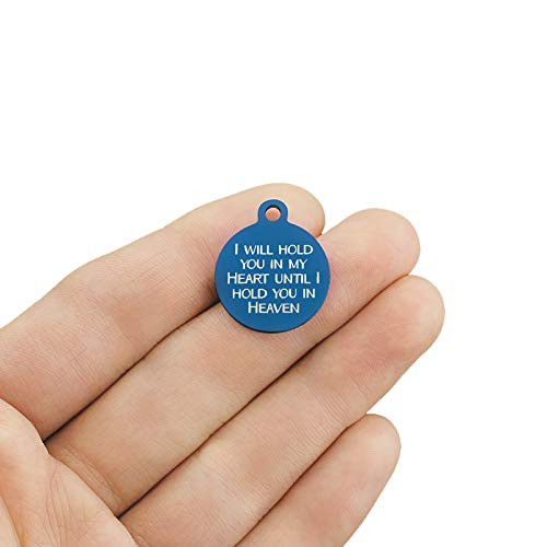 Memorial Blue Stainless Steel Charms - I Will Hold You in My Heart Until I Hold You in Heaven - Exclusive Line - Quantity Options - BFS1104BL Choose Quantity 4 Charms