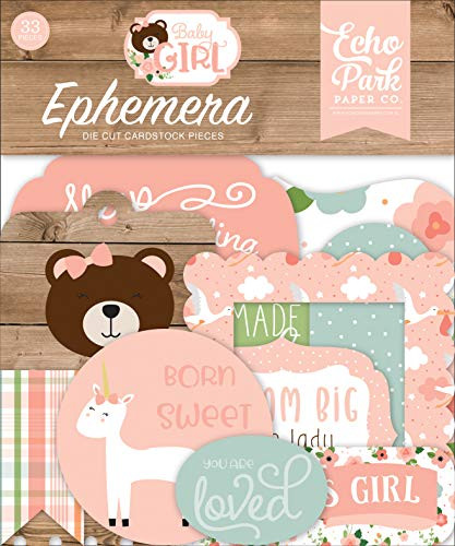 Echo Park Paper Company Baby Girl ephemera pink yellow green blue