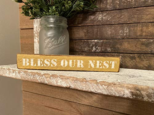 Bless Our Nest Lath Sign - Mustard Yellow