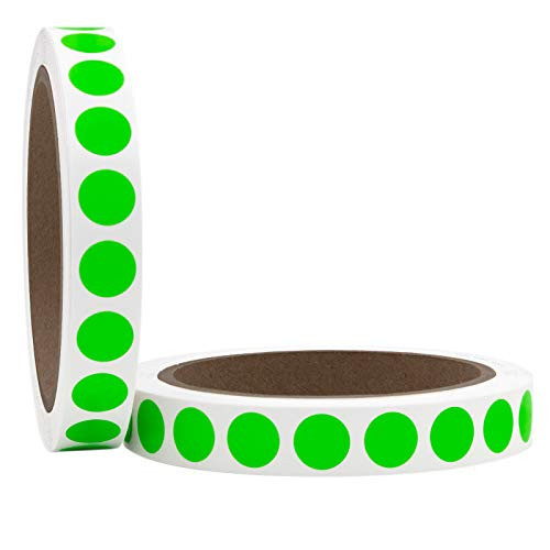 1/2 inch Neon Green Round Color Coding Circle Dot Labels on a Roll Semi-Gloss 2000 Stickers 1000 Stickers per Roll.5 inch Diameter.