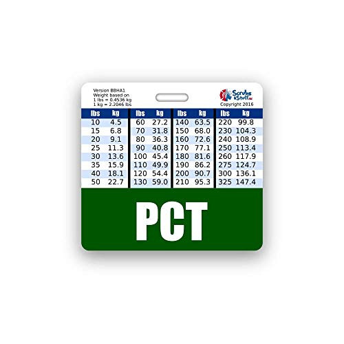 PCT Badge Buddy Horizontal w/Height  and  Weight Conversion Charts -Standard Hunter Green-