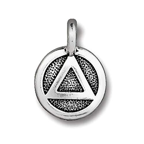 Silver Triangle Recovery Charms TierraCast Round Sobriety AA Symbol -2 Pieces-