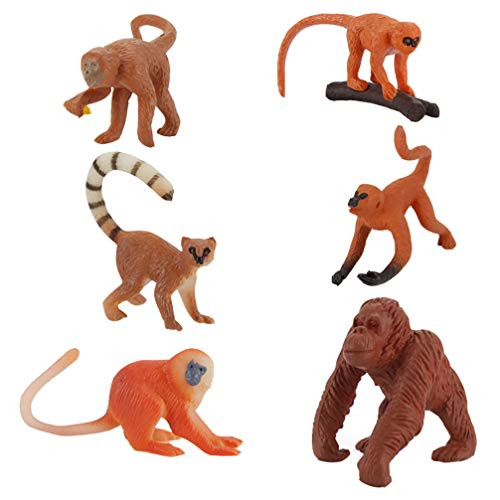 Toyvian 6pcs Monkey Figures Toys Realistic Plastic Monkey Figurine Birthday Cake Toppers Animal Action Figures Kids Educational Toys