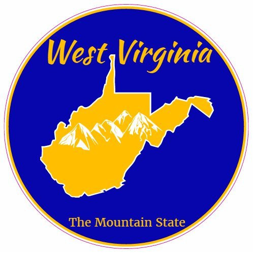 U.S. Custom Stickers West Virginia The Mountain State Circle Decal 4 inch