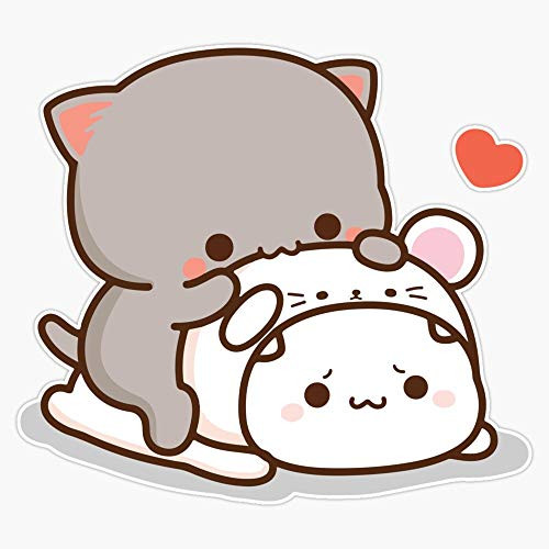 Leyland Designs Peach and Goma Mochi Cat Sticker Outdoor Rated Vinyl Sticker Decal for Windows Bumpers Laptops or Crafts 5 inch