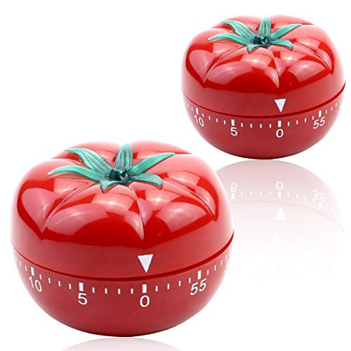 MotBach 2 Pack Kitchen Timer Baking Alarm Clock Tomato Reminder Small Tomato Mechanical Countdown Timer 360 Degree Rotating Craft Mechanical Wind Up 60 Minutes Timer