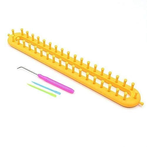 CHXIHome 4 Size Loom Knitting Knitter Kit Plastic Pompom Sock Hat Scarf Scarves Maker Hat Sock Knitter Needle Weaving Tool Weaving Loom Knitting Kit-Yellow- 36x3cm