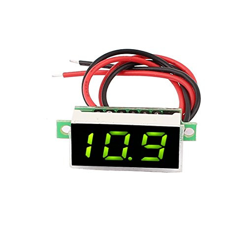uxcell DC 2.6-30V Green Panel Voltage Meter 0.28 inch 3-Digital Display Voltmeter