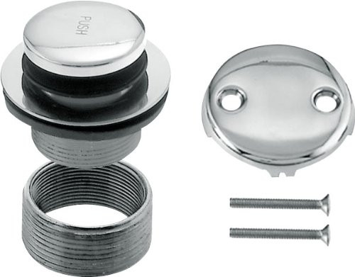 Westbrass Universal Fine or Coarse Thread Replacement Tip-Toe Strainer Drain with 2-Hole Faceplate, Polished Chrome, D93K-26