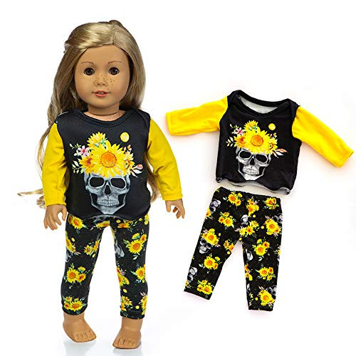 yijing 2pcs Doll Clothes Accessories - Doll Halloween Clothes Pajamas Casual Outfit for 18 Inch American Toy Girl Doll Generation Doll -2-