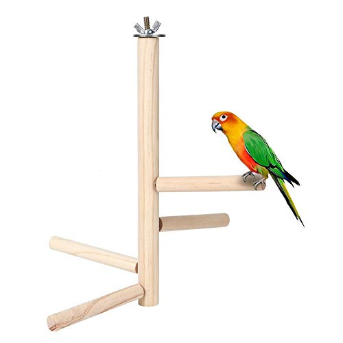 Wosume ??????? ???? ????? Wooden Resting Rack Durable with Hook Parrot Perch Bird Stand Animals Pets Parrots for Birds