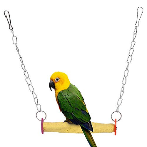 CHICIRIS ??????? ???? ????? Yellow Parrot Perch Stand Hanging Bird Climbing Swing Grinding Toy Bird Standing Perch with Hook Bright Color for Parrots Birds