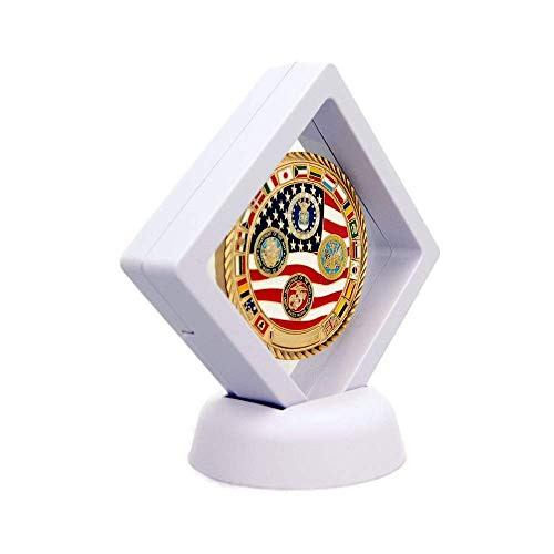 DECOMIL Coin Display Stand - Set of 5-3D Floating Frame Display Holder with Stands for Challenge Coins AA Medallions Jewelry 2.75 x 2.75 x 0.75 inches -5 White- DECOMIL Coin Display Stand - Set of 5-3D Floating Frame Display Holder with Stands for Challenge Coins AA Medallions Jewelry 2.75 x 2.75 x 0.75 inches -5 White-