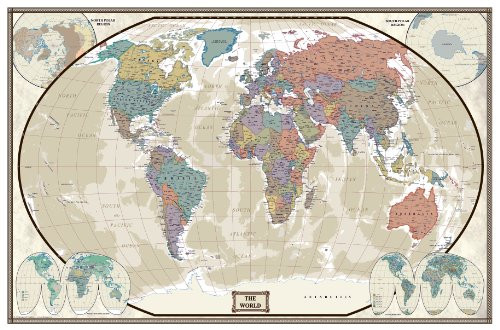 Swiftmaps World Executive Wall Map Poster Mural -24x36 Paper-