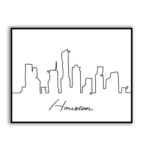 Houston Skyline City Cityscape Art Minimalist Houston One Line Drawing Print Modern Houston Line Wall Art Print Houston Landmark Poster City Skyscraper Doodle Art Print 8x10 inches UNFRAMED