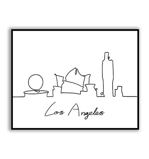 Los Angeles Skyline City Cityscape Art Minimalist Houston One Line Drawing Print Modern Los Angeles Line Wall Art Print Los Angeles Landmark Art Print 8x10 inches UNFRAMED