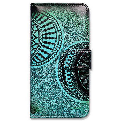 iPhone 6s Plus Case iPhone 6s Plus Case iPhone 6 Plus Case Bcov Green Circles of Doodles Leather Cover Case for iPhone 6 Plus/6S Plus