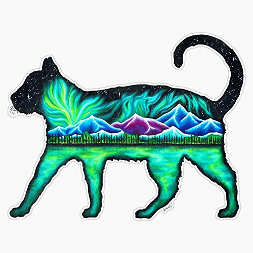 Leyland Designs Mountain Cat - Silhouette Scene Sticker Outdoor Rated Vinyl Sticker Decal for Windows Bumpers Laptops or Crafts 5 inch
