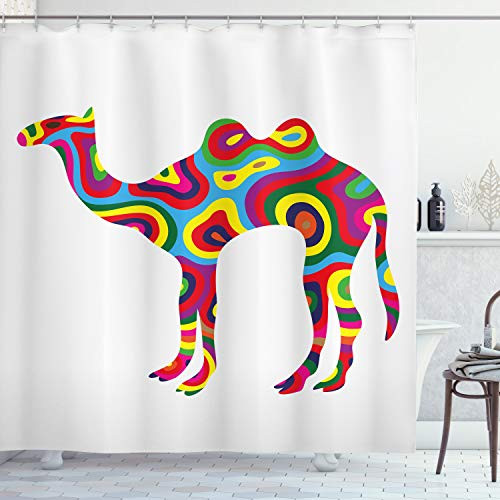 Ambesonne Modern Shower Curtain Colorful Featured Camel Abstract Trippy Shapes and Bands Illustration Cloth Fabric Bathroom Decor Set with Hooks 70 inch Long Yellow Blue Ambesonne Modern Shower Curtain Colorful Featured Camel Abstract Trippy Shapes and Bands Illustration Cloth Fabric Bathroom Decor Set with Hooks 70 inch Long Yellow Blue
