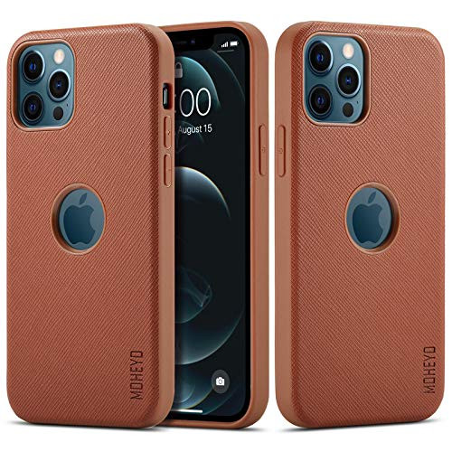 MOHEYO for iPhone 12 Pro Max Case Soft PU Leather Classic Elegant Cute Cover Slim Scratch Resistant Protective Phone Cases Compatible with iPhone 12 Pro Max -2020- 6.7 inch -Brown-