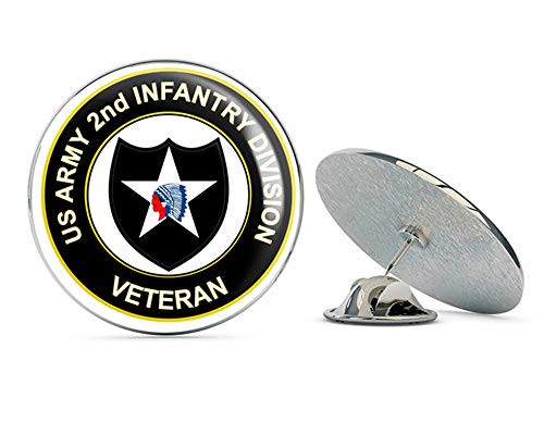 U.S. Army Veteran 2nd Infantry Division Metal 0.75 inch Lapel Hat Pin Tie Tack Pinback