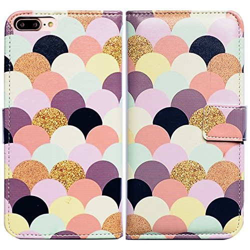 iPhone 7 Plus CaseiPhone 8 Plus Case Bcov Colorful Circle Pattern Leather Wallet Cover Case for iPhone 7 Plus/8 Plus