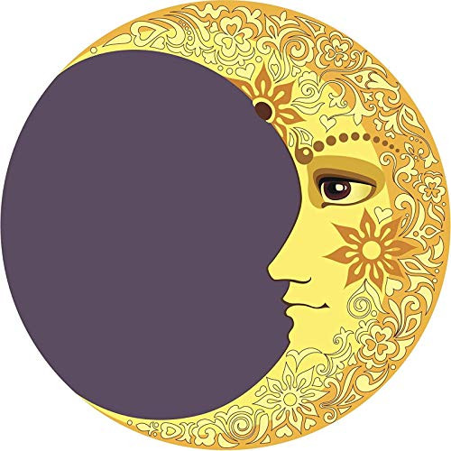 EW Designs Detailed Floral Crescent Moon Yellow Grey Black Brown Vinyl Decal Bumper Sticker Two in One Pack -4 Inches Wide-