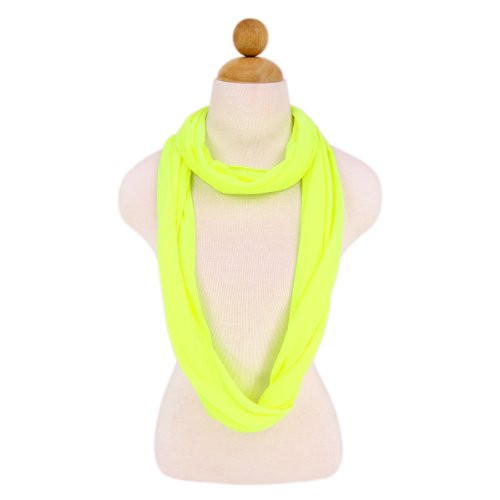 Elegant Solid Color Infinity Loop Jersey Scarf Neon Yellow
