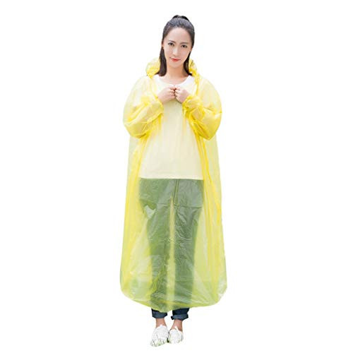 Shan-S Rain Ponchos for Adults Disposable Adult Emergency Waterproof Rain Coat Drawstring Hood Poncho Plastic Clear Rain Gear for Theme Parks Hiking Camping Sports Events Rainy Outdoors