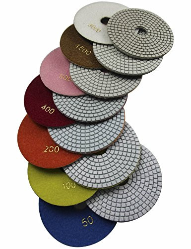 Konfor Diamond 5 Inch Wet Polishing Pads for Granite Concrete Marble Travertine Terrazzo Engineered Stone (Pack of 7)