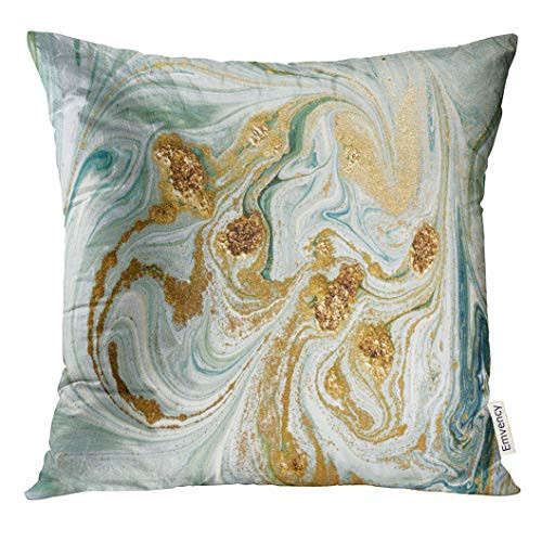 UPOOS Throw Pillow Cover Agate Marbled Blue Green and Golden Abstract Liquid Marble Pattern Gold Paint Decorative Pillow Case Home Decor Square 20x20 Inches Pillowcase UPOOS Throw Pillow Cover Agate Marbled Blue Green and Golden Abstract Liquid Marble Pattern Gold Paint Decorative Pillow Case Home Decor Square 20x20 Inches Pillowcase