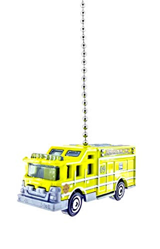 Police Fire Rescue Ceiling Fan Light Chain Pull Ornaments -Fire Truck Neon Yellow-