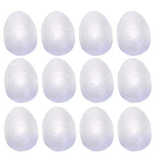 Amosfun 12pcs Easter Eggs DIY Natural White Styrofoam Eggs Craft Easter Foam Eggs for Kids Painting Easter Toys Easter Gift Easter Eggs Decorations -8cm-
