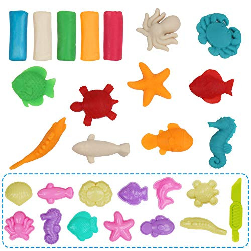 IAMGlobal Modeling Clay Kit Play Dough Tools Playset DIY Molding Clay with Tools DIY Crafts Clay Dough Kids Gifts Art Set for Boys Girls -Ocean Animals-