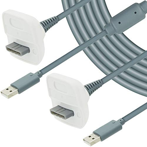 Xbox 360 Charging Cable JODEIAN 2 Pack Wireless Controller USB Charging Cable 5.9Ft Charging Cord Compatible with Microsoft Xbox 360 Wireless Game Controllers -Grey-