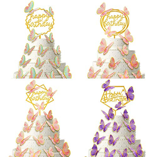 4 Sets Happy Birthday Glitter Butterfly Cake Toppers Golden Acrylic Cake Toppers Rainbow Butterfly Cupcake Toppers for Birthday Party Supplies Baby Shower Anniversary Wedding Decorations 4 Sets Happy Birthday Glitter Butterfly Cake Toppers Golden Acrylic Cake Toppers Rainbow Butterfly Cupcake Toppers for Birthday Party Supplies Baby Shower Anniversary Wedding Decorations