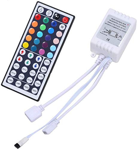 Pomelotree 2-Port 44 Keys Wireless IR Remote Control for RGB LED Strip Lights Dual Outputs LED Light Strip Remote Controller for 5050 3528 Light Strip