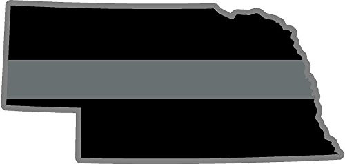 Yellow Dog 5 inch Nebraska Ne Thin Silver Line State Shape American Flag Corrections Officer Sticker