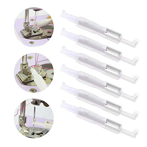 6 Pieces Sewing Needle Inserter Automatic Needle Threader Needle Threading Tool for Sewing Machine-White-