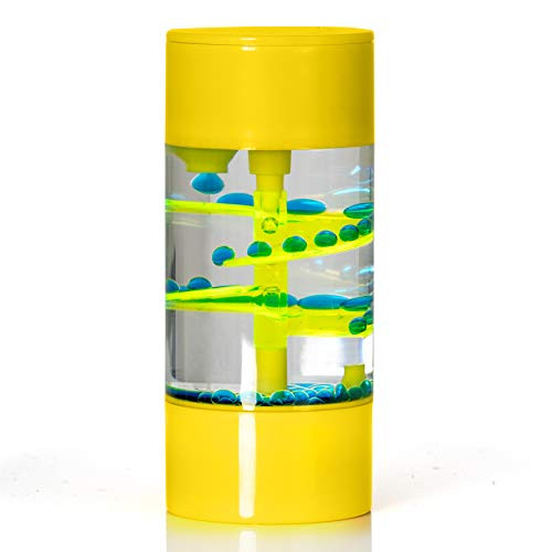 Big Mos Toys Liquid Motion Spiral Timer Toy for Sensory Play - Relaxing Bubble Motion Autism ADHD Fidget Toy Calming Toy Sensory Visual Relaxation Desk Toy One Piece -Yellow-