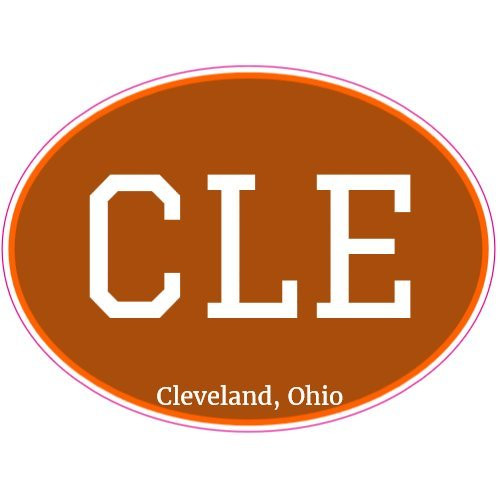 U.S. Custom Stickers CLE Cleveland Ohio Brown Oval Decal 5 inch